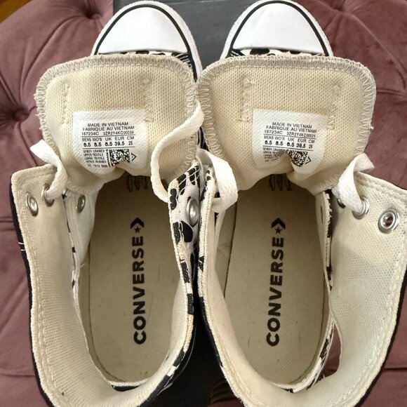 CONVERSE - ALL STAR  - HIGHTOP/CUT OUT - WOMENS - BLACK AND LEOPARD *RARE* - Picture 6 of 6